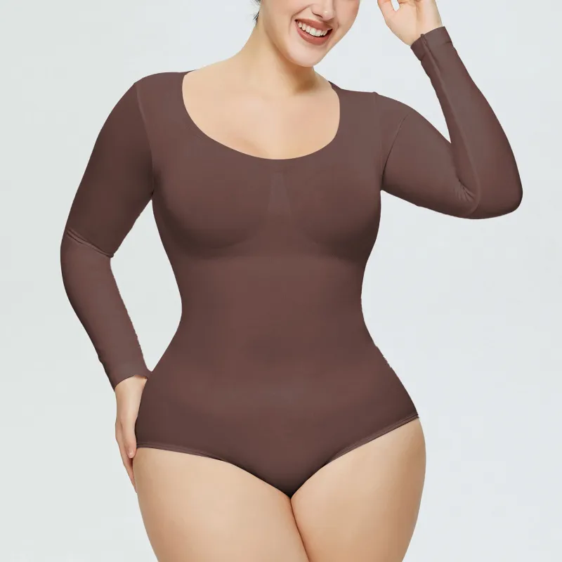 Wholesale Women Fashionable Solid Color Long Sleeve Body Shaper