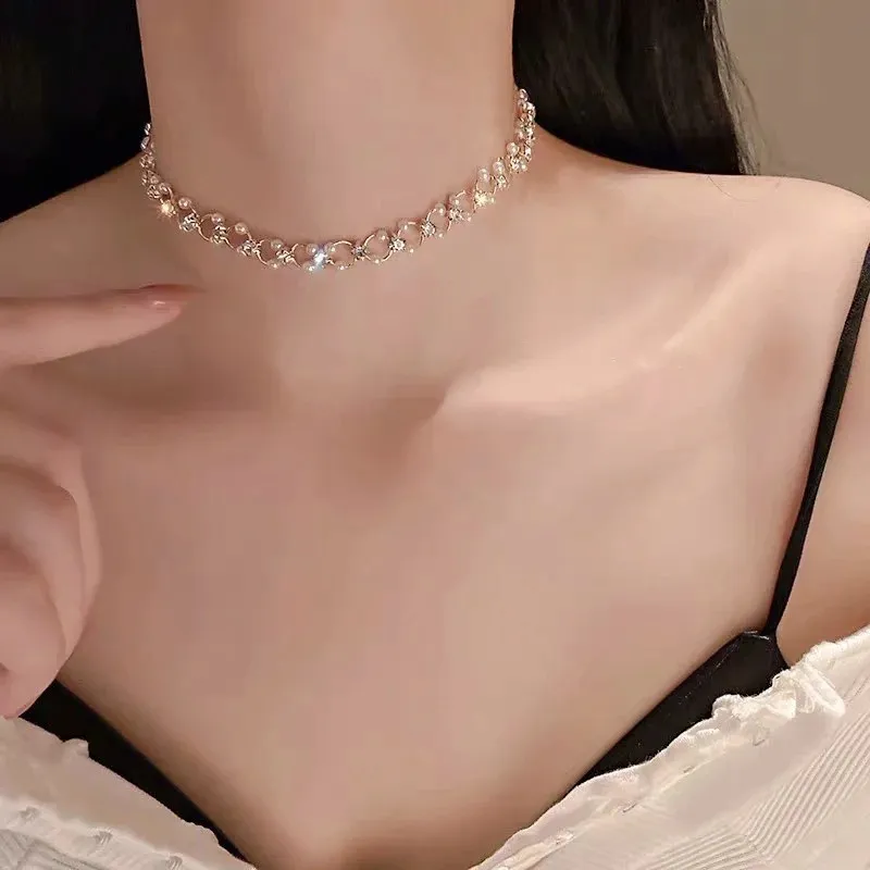 Women Fashion Imitation Pearl Chain Necklace