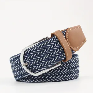 Casual Woven Belt with Alloy Pin Buckle