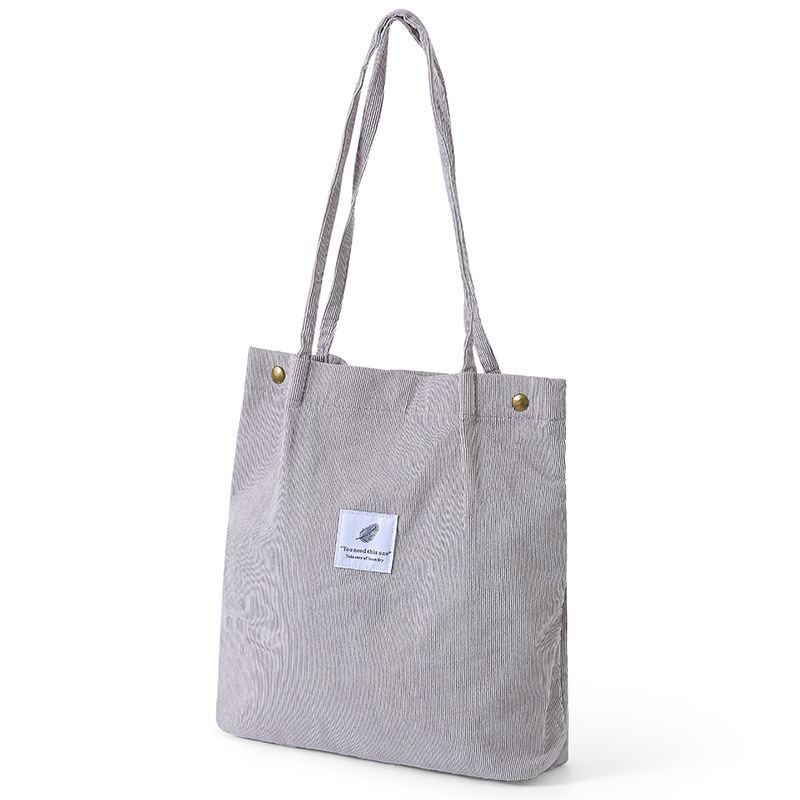 Wholesale Women Large Smiley Corduroy Shoulder Tote Bag