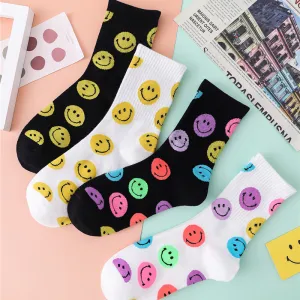 Women Fashion Multicolor Smiley Socks