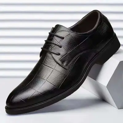 Men Fashion Business Versatile British Style Low Heel Ankle Lace-Up PU Shoes