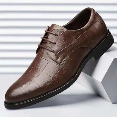 Men Fashion Business Versatile British Style Low Heel Ankle Lace-Up PU Shoes