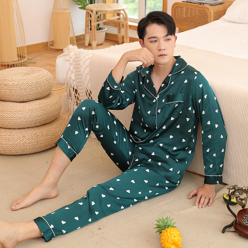 Wholesale Summer Imitation Silk Couple Pajamas Women Men Wholesale Summer Imitation Silk Couple Pajamas Women Men