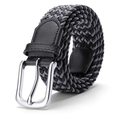 Women Men Fashion Casual Versatile Canvas Woven Square Pin Buckle Belt 3.5cm Width