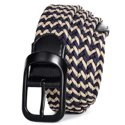 Women Men Fashion Casual Versatile Multicolor Canvas Woven Square Pin Buckle Belt