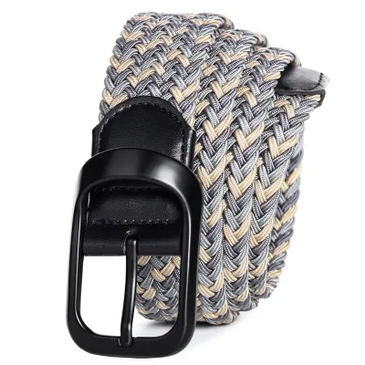 Women Men Fashion Casual Versatile Multicolor Canvas Woven Square Pin Buckle Belt