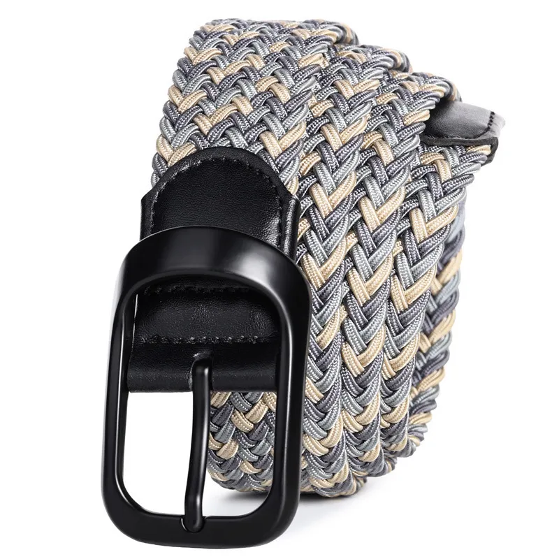Women Men Fashion Casual Versatile Multicolor Canvas Woven Square Pin Buckle Belt