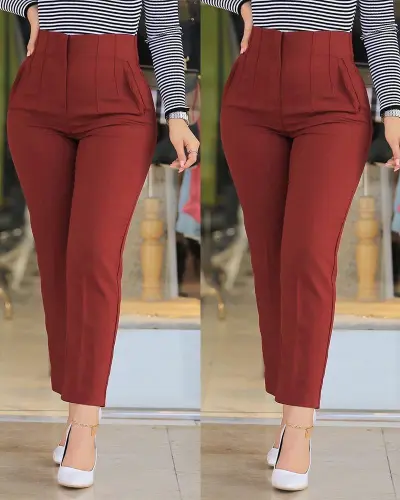 Casual Fashion Women Solid Color Office Chic Crop Pants