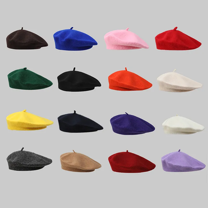 Fashion Autumn Winter Women Solid Color Vintage Casual Beret Hat