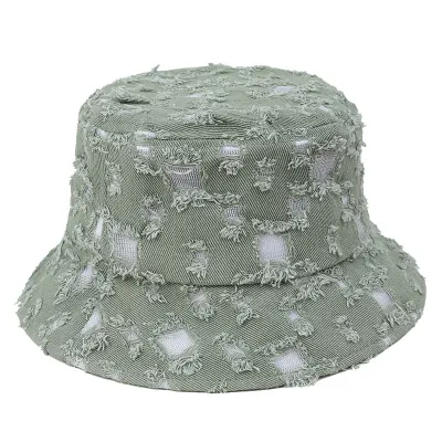 Fashion Spring Summer Candy Color Unisex Cotton Ripped Bucket Hat