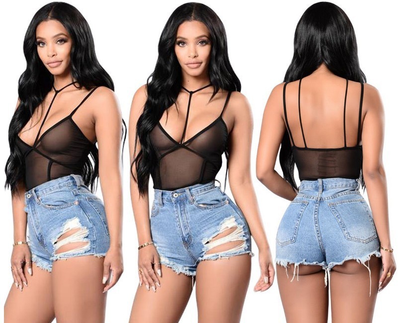 Wholesale Sexy Women See-Through Mesh Bodysuit