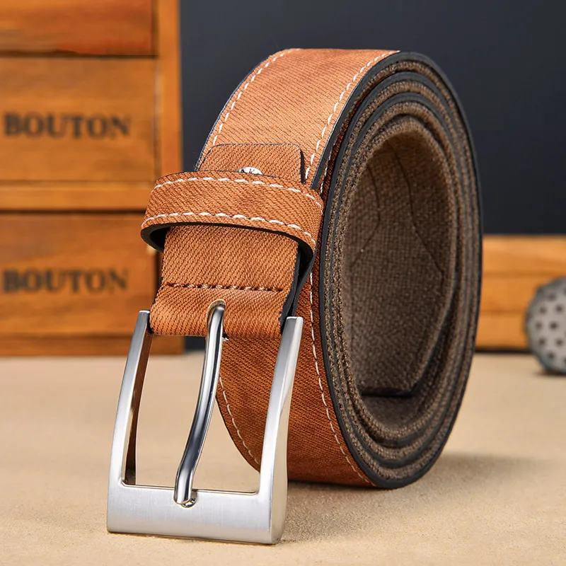 Men's Fashion Casual Business Versatile Square Pin Buckle Canvas Patchwork Belt
