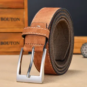 Men's Fashion Casual Business Versatile Square Pin Buckle Canvas Patchwork Belt