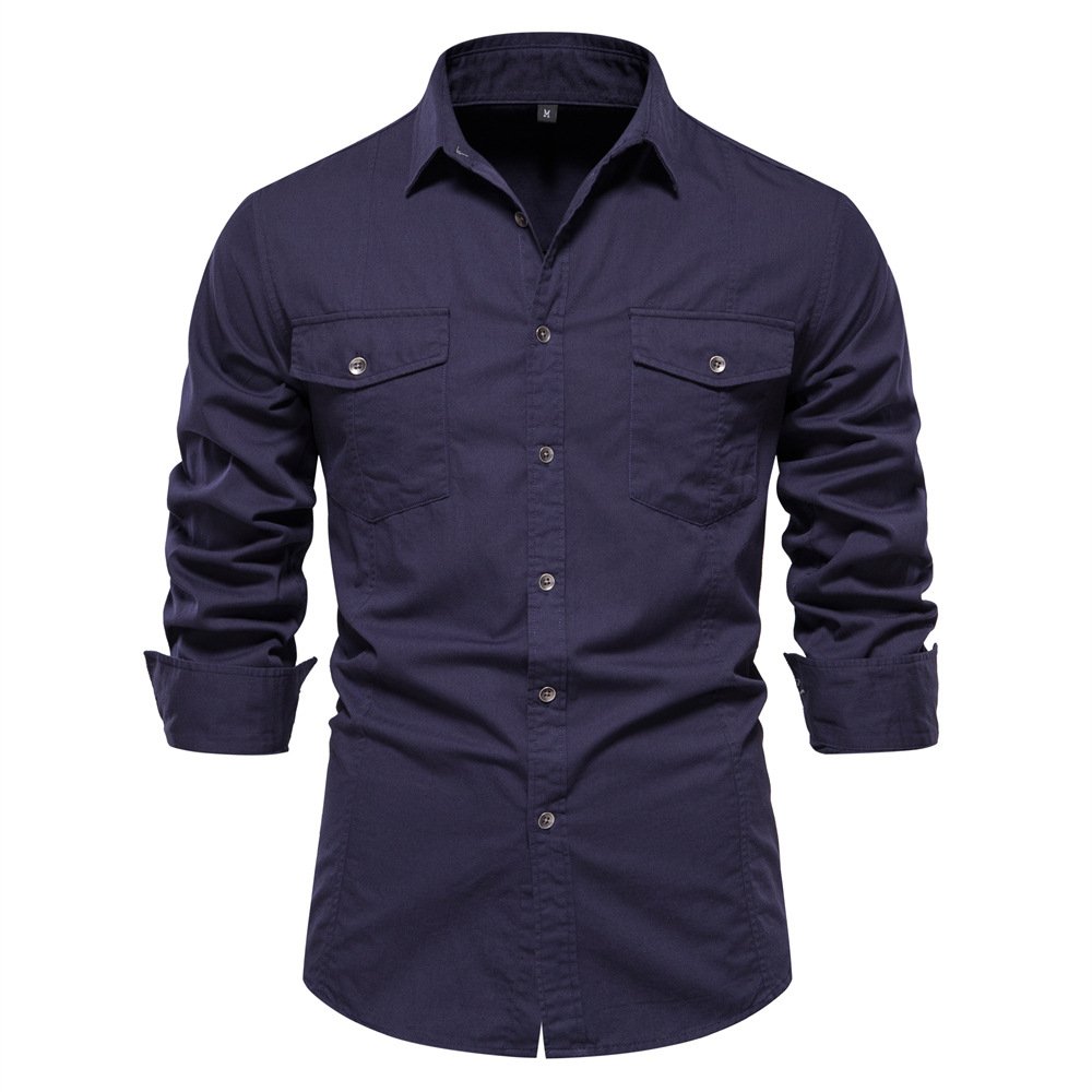 Amazon.com: Spring Autumn Men Solid Shirt Male Clothes Long