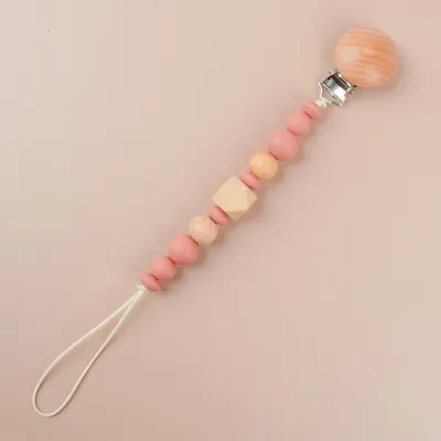Kids Baby Unisex Cute Silicone Octagonal Beads Anti-Drop Pacifier Chain