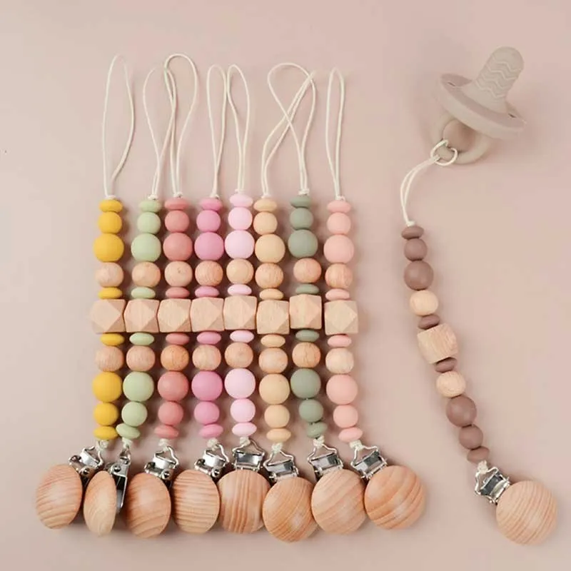 Kids Baby Unisex Cute Silicone Octagonal Beads Anti-Drop Pacifier Chain