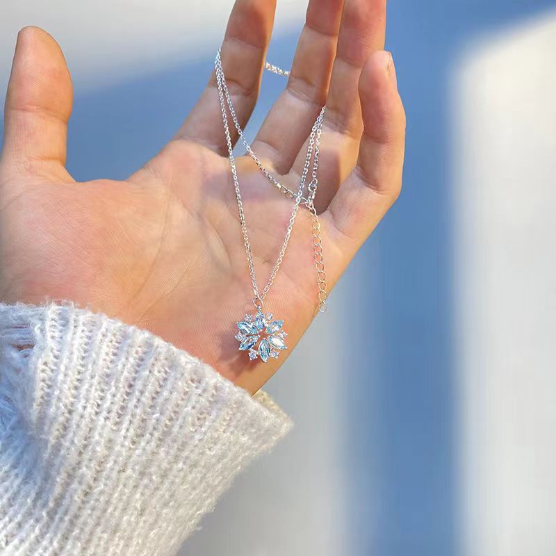 Wholesale Women Fashion Flash Diamond Sky Blue Snowflake