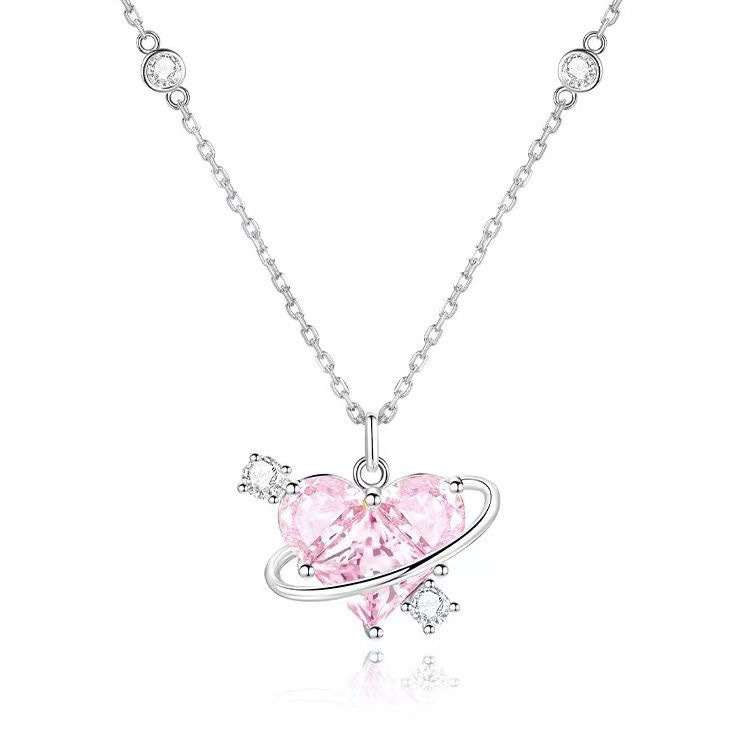 Wholesale Women Fashion Pink Heart-Shaped Rhinestone Planet