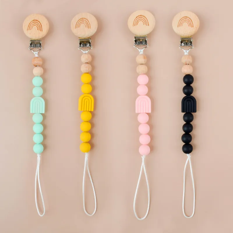 Kids Baby Unisex Candy Color Silicone Anti-Drop Pacifier Chains