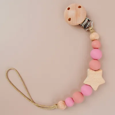 Kids Unisex Candy Color Star Anti-Drop Pacifier Chains