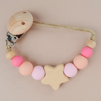 Kids Unisex Candy Color Star Anti-Drop Pacifier Chains