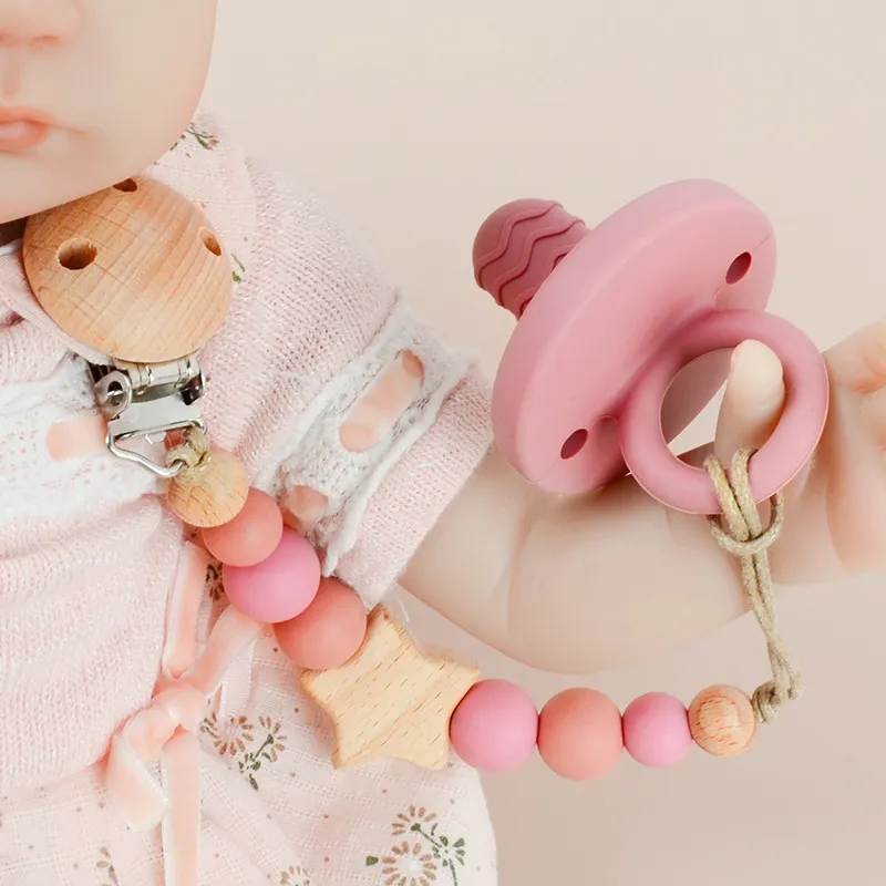 Kids Unisex Candy Color Star Anti-Drop Pacifier Chains