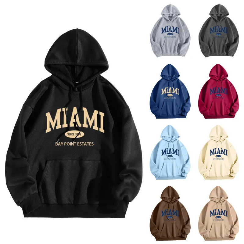 Women Casual Letter Printing Long Sleeve Pocket Hoodie