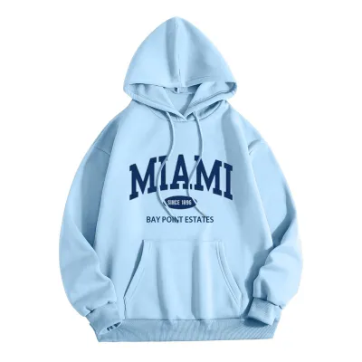 Women Casual Letter Printing Long Sleeve Pocket Hoodie
