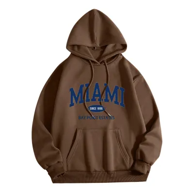 Women Casual Letter Printing Long Sleeve Pocket Hoodie
