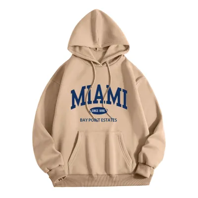 Women Casual Letter Printing Long Sleeve Pocket Hoodie