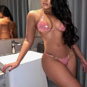 Women Sexy Pink Halter Neck Backless Bikini Swimsuit Set