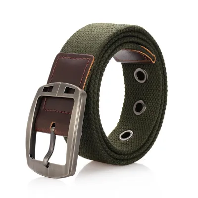 Men Casual Sports Versatile Canvas Woven Square Pin Buckle Belt