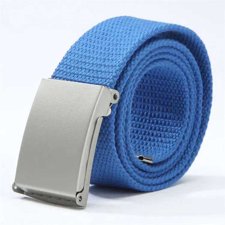 Wholesale Men WOMEN Casual Sports Versatile Solid Color Canvas Woven Metal  Buckle Belt