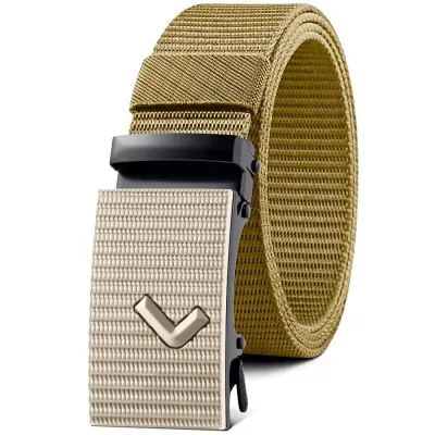 Men's Casual Sports Solid Color Woven Canvas Automatic Buckle Belt