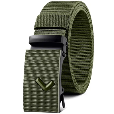 Men's Casual Sports Solid Color Woven Canvas Automatic Buckle Belt