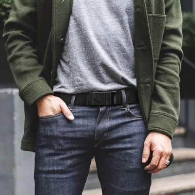 Men Casual Sports Solid Color Woven Canvas Automatic Buckle Belt