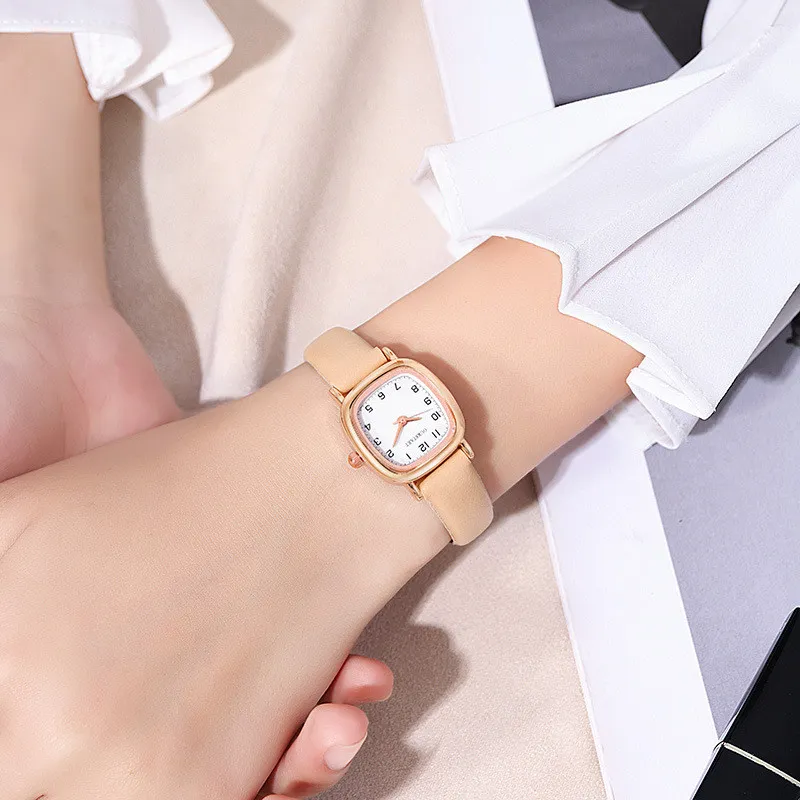 Wholesale Fashion Women Simple Candy Color Pu Band Square Watch