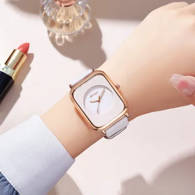 Women's Casual Rectangle Dial Slim Silicone Band Watch