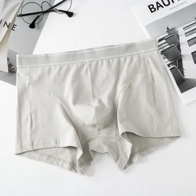Men Sexy Basic Solid Color Plus Size Cotton Mid Waist Boxer Pants