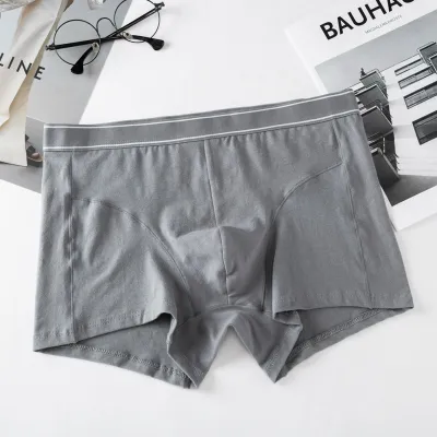 Men Sexy Basic Solid Color Plus Size Cotton Mid Waist Boxer Pants