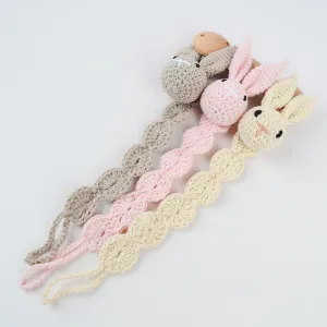 Kids Baby Unisex Cute Cartoon Woven Rabbit Anti-Drop Pacifier Chains Cotton