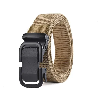 Men Fashion Casual Versatile Solid Color Automatic Buckle Canvas Belt