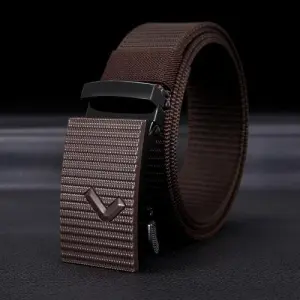 Men Fashion Casual Versatile Solid Color Automatic Buckle Canvas Belt