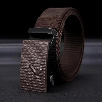 Men Fashion Casual Versatile Solid Color Automatic Buckle Canvas Belt