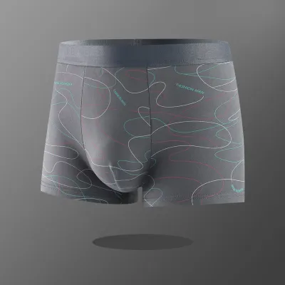 Men's Basic Letter Stripe Print Plus Size Cotton Mid Waist Boxer Pants