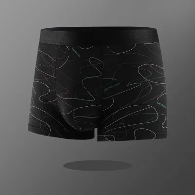 Men's Basic Letter Stripe Print Plus Size Cotton Mid Waist Boxer Pants