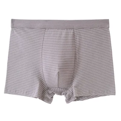 Men Plus Size Cotton Mid Waist Stripe Print Boxer Pants S-5XL