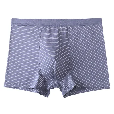 Men Plus Size Cotton Mid Waist Stripe Print Boxer Pants S-5XL