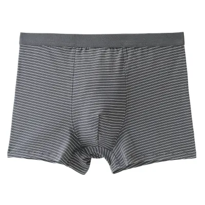 Men Plus Size Cotton Mid Waist Stripe Print Boxer Pants S-5XL